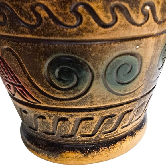 VTG Japanese Vase with Classical Motif Lions 9” Ceramic Urn 1950s-1970s Japan - Picture 9 of 14